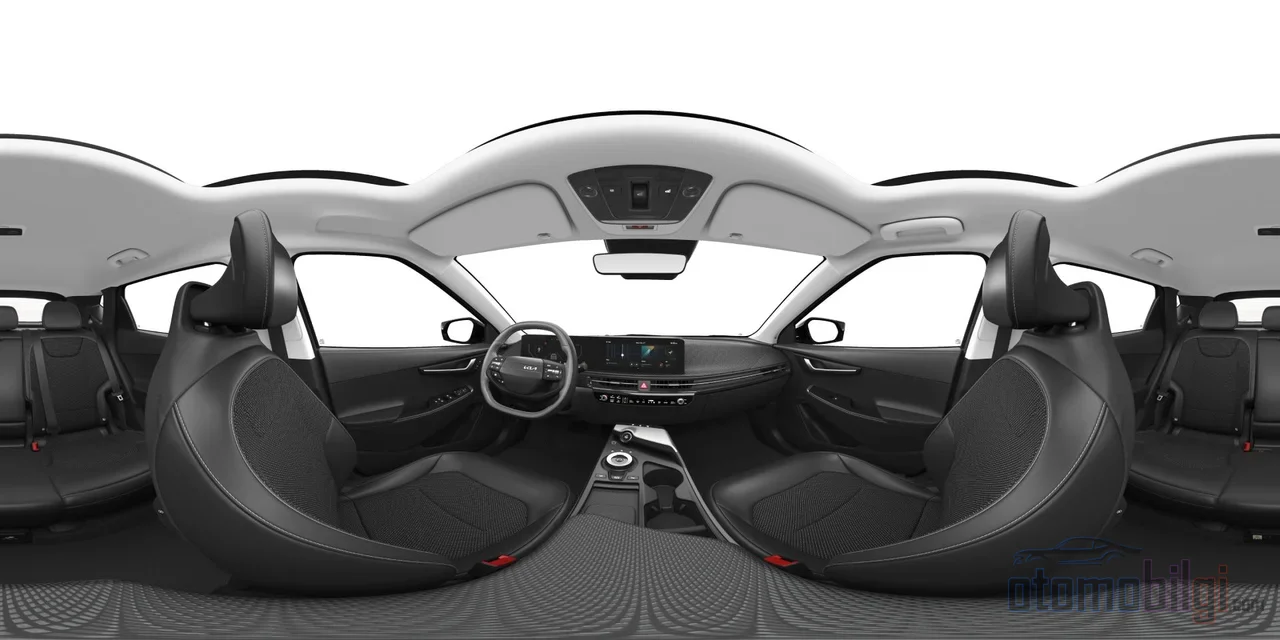 Kia EV6'nın iç mekânında çift ekran düzeni, kablosuz CarPlay desteği ve üst donanım paketleriyle teknolojik bir kokpit sunuyor.