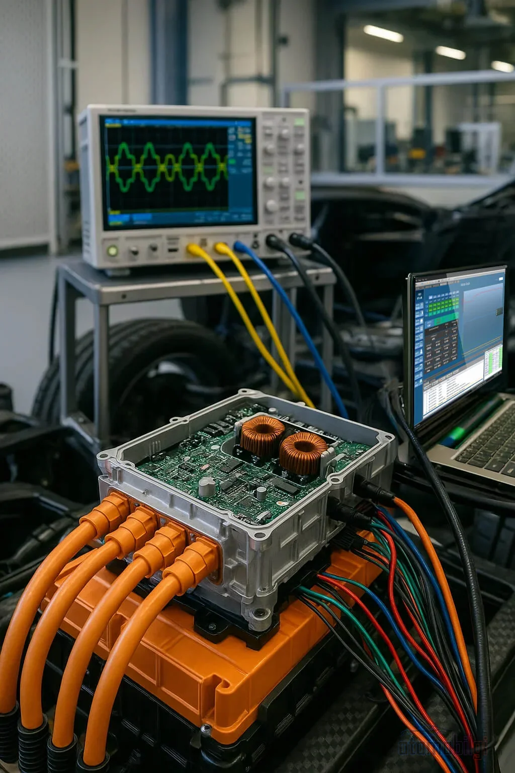 Centralna rola falownika w pojeździe elektrycznym, który przekształca prąd stały z akumulatora na prąd zmienny, sterując prędkością i momentem obrotowym silnika trakcyjnego.