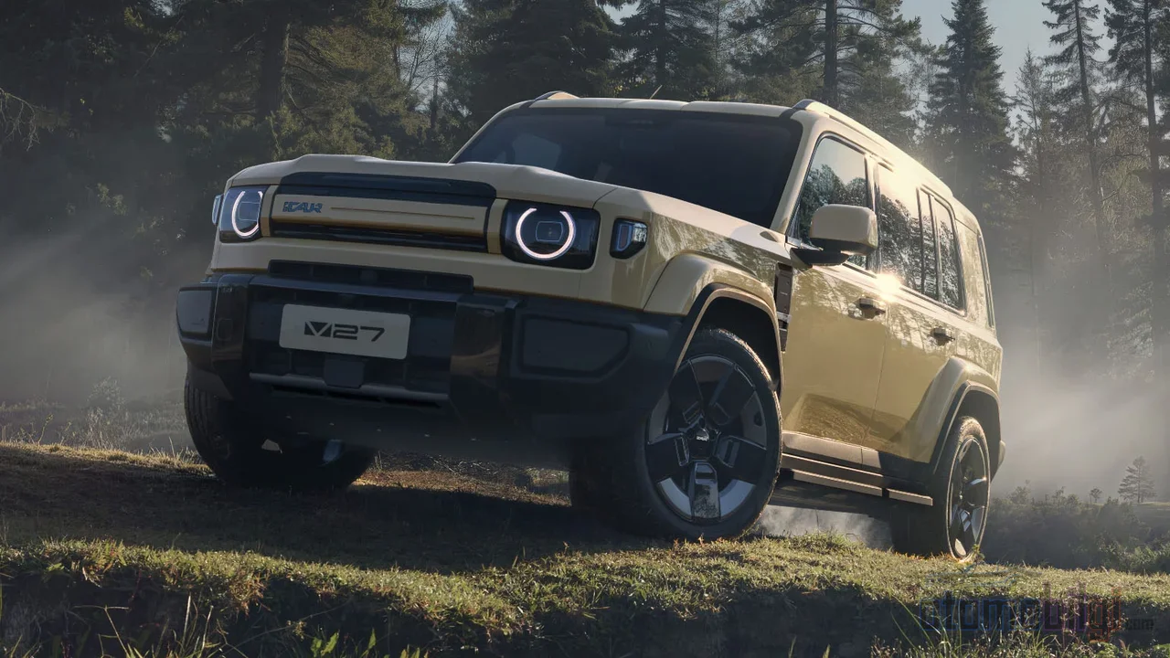 iCaur wystawia hybrydowego SUV-a V27 o rozmiarach Defendernna pole Land Rovera na początku 2027 roku, w cenach zaczynających się od 55 000 euro.